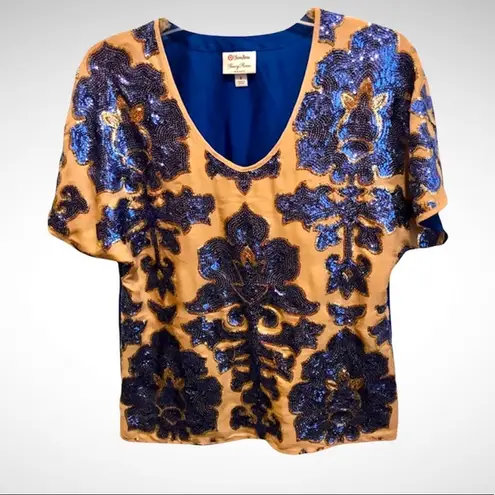 Tracy Reese Neiman Marcus/ Target Top New York Royal Blue Gold Sequins