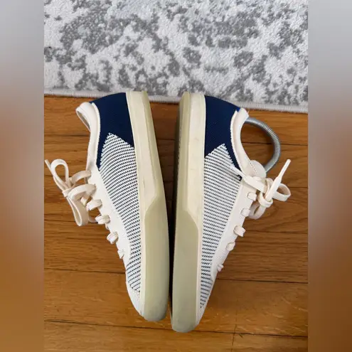 Rothy's Rothy’s Lace Up Sneakers Classic Navy and Cream Striped size 7