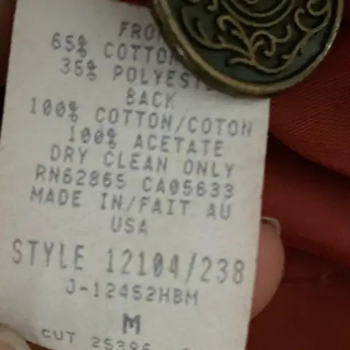 Ruff Hewn Vintage Floral Tapestry Sleeveless Rust Red Vest Waistcoat Size Medium