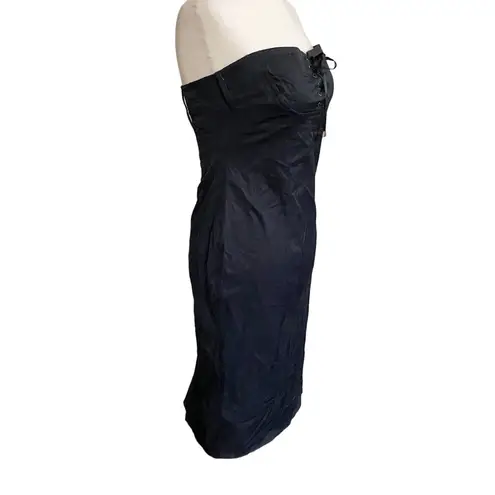 Flavio Castellani Black Lace Up Corset Strapless Bustier dress Italian SZ 42 Black