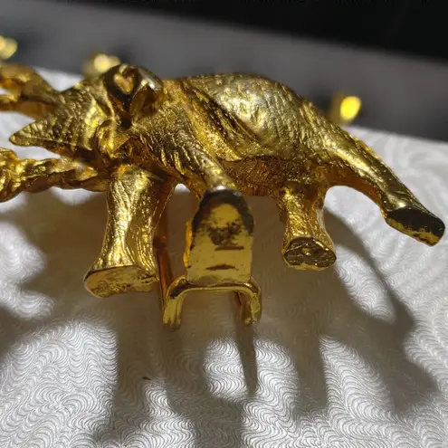 Mimi Di N 1972 Elephants Interlocking Statement Belt Buckles Vintage Gold Tone