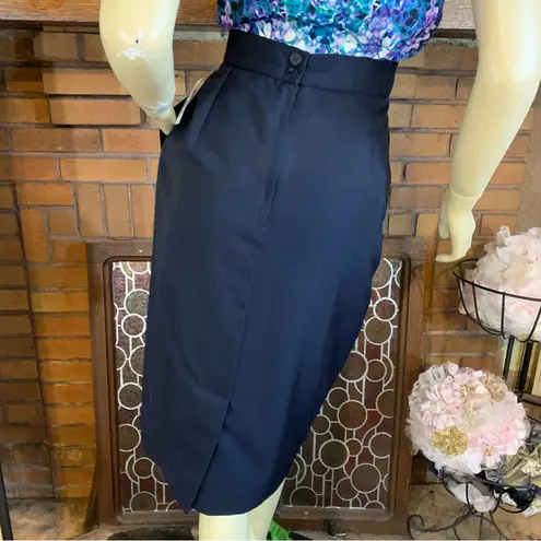 VINTAGE ANGELICA NAVY BLUE PLEATED PENCIL MIDI SKIRT NWT (12)