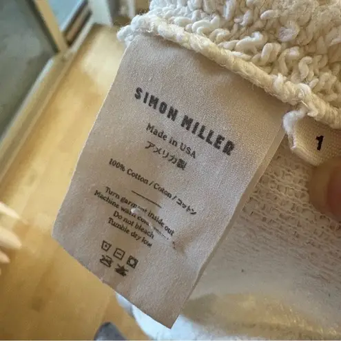 SIMON MILLER Cream Terry Cloth Raw Edge Sweatshirt/Sweater Size Small