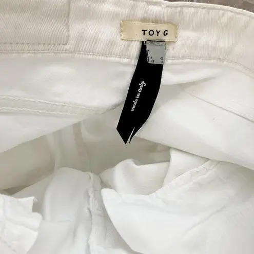 Toy G. women's IT 40 rhinestone crystal embellish raw hem slim taper jeans 27x27 White Size 4