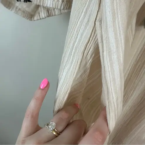 Garnet Hill | Tan Embroidered Gauze Popover Dress Size 6