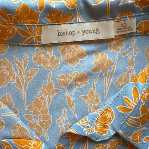 Bishop and Young Floral Tie Waist Button Front Top - XL