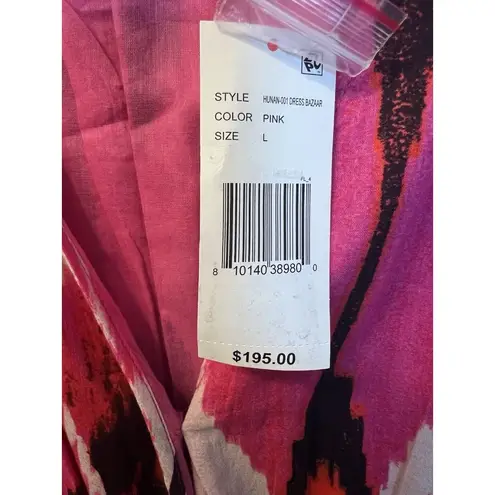 Ro's Garden Hunan Boyfriend Tiered Mini Dress Large Printed Cap Sleeve Pink NWT