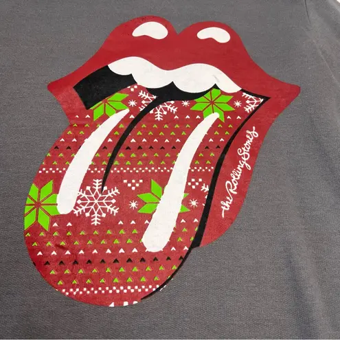 The Rolling Stones Christmas Womens Size Medium Grey Gray Sweatshirt Holiday NEW