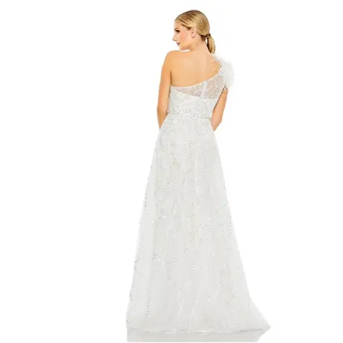 Mac Duggal Sheer Hand Embellished Tulle Overlay One Shoulder A Line 20389 Dress