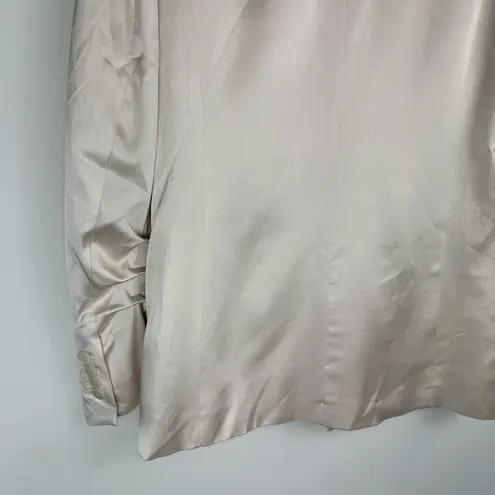 ZARA NWT  Satin Ruched Blazer Jacket Sz XS Champagne Ivory Blogger Fav