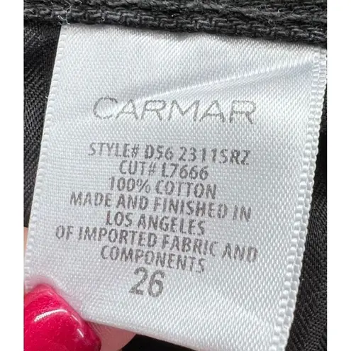 Carmar Los Angeles Mini Skirt Womens 26 Black Side Zip Raw Hem High Rise Grunge