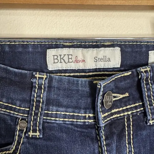 BKE Denim Stella Jeans Womens 28L Dark Wash Blue Bootcut Stretch Contrast Stitch
