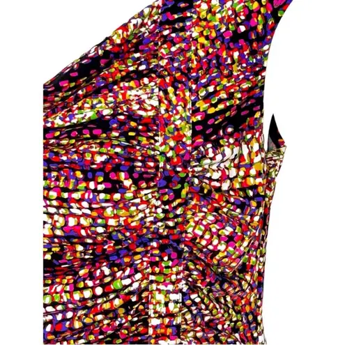 Alfani Abstract Ruched Bodycon Dress 12 Petite Drape Neck Office Party Dinner