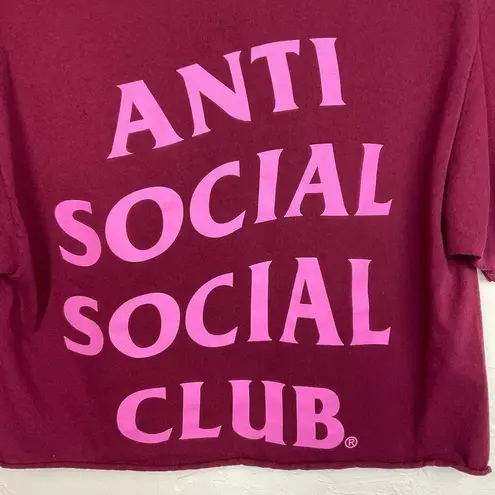 Anti Social Social Club Maroon Read Receipts Custom Cropped Tee Large ASSC