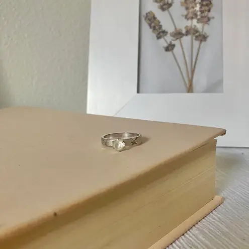 UNCAS Silver Star Stamped Solitaire Ring Ethereal Glam Promise Engagement Diamond Jewelry