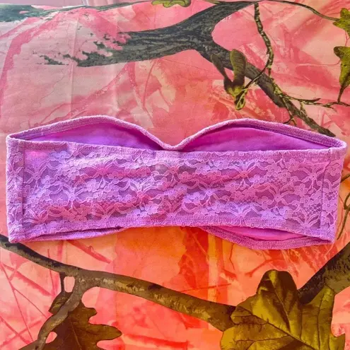 aerie hot pink purple lace strapless bandeau bra top