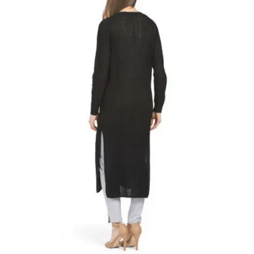 Skull Cashmere 💕💕 Allison Long Slub Linen Ribbed Duster Cardigan ~ Black XS NWT