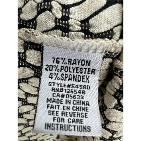 Habitat Women Size XS Tan Black Rayon Blend Fit Flare Dress 3/4 Sleeve Artsy