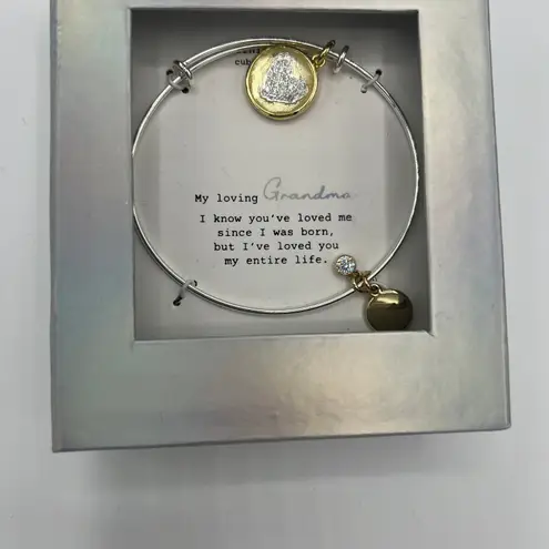 Stainless Steel You are Loved Cubic Zirconia Heart Bangle Bracelet