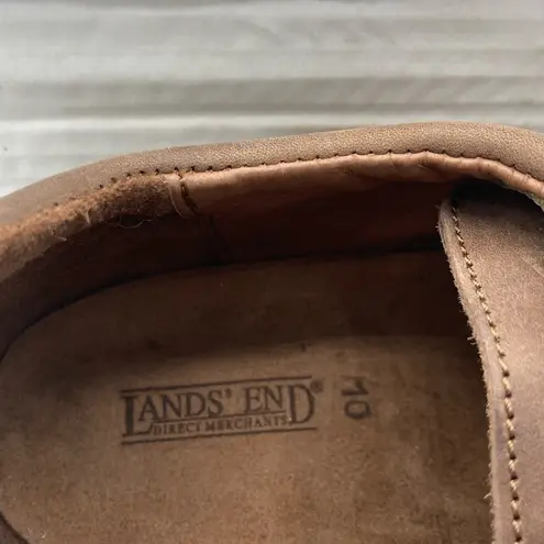 NEW LANDS END Brown suede oxfords tie casual shoes Size 10