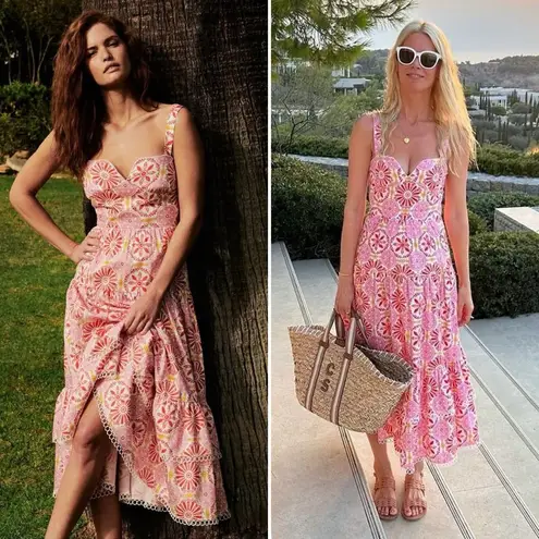 NWOT Borgo de Nor Clio Sweetheart Midi Dress in Palermo Pink Size 10 US (14 UK)