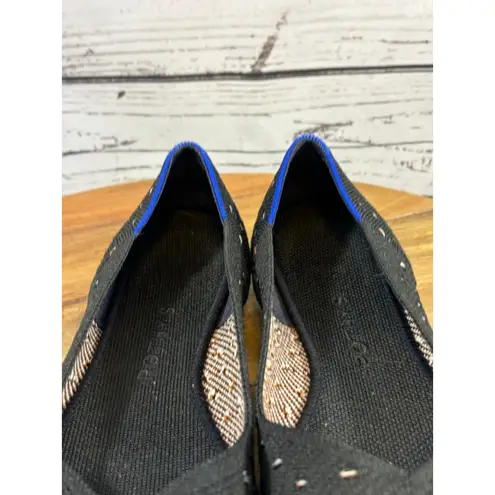 Women's Rothy's Black White Polka Dot The Point Flats Size 10.5