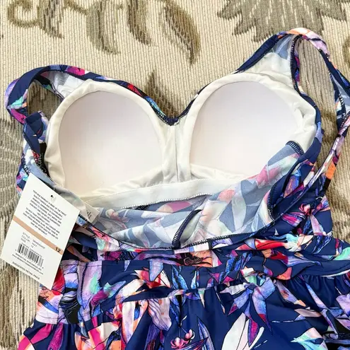 Maxine of Hollywood Maxine Swimdress One Piece Swimsuit Floral Swim Dress Empire 12 New