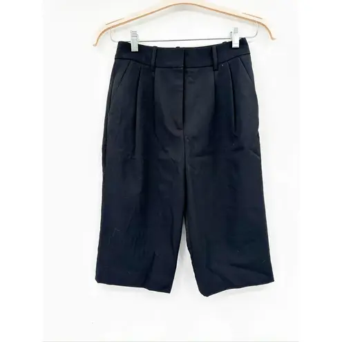 Nili Lotan Ella Black Virgin Wool Pleated High Rise Shorts Size 2