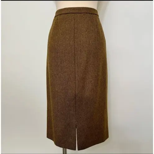 Ralph Lauren Vintage Lauren  100% Lambswool Brown tweed pencil skirt size 8