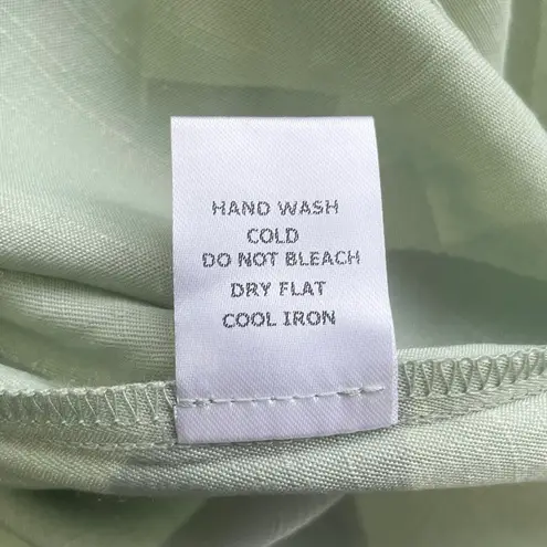 Lumière New V-Neck Hooded Top Drawstring Hem Woven Hoodie Sage