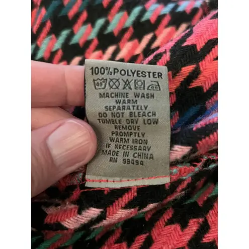 Spoon Jeans Jacket Womens 3X Black Multicolor Houndstooth Shacket Button Front