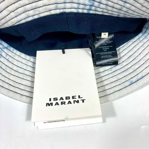 Isabel Marant Giorgia Embroidered Acid Wash Denim Bucket Hat Tie Dye NWT 58 cm L