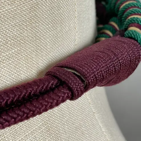 Vintage Cord Belt Twisted Braided Stretch Women Green Wine Gold 70s 80s Dramatic