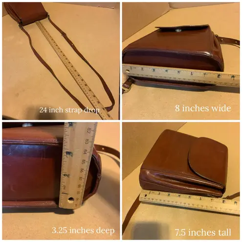 Brahmin VINTAGE 1990'S COGNAC BROWN LEATHER CROSSBODY PURSE