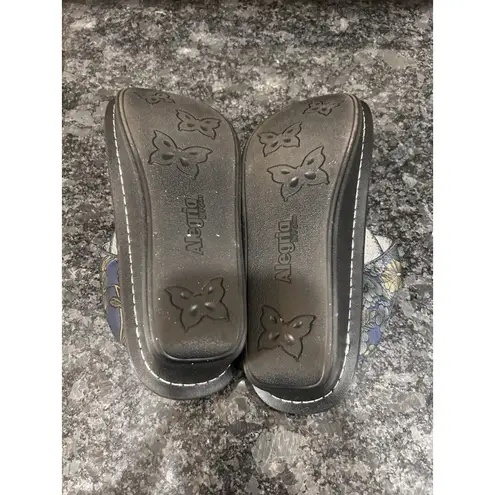 Alegria Navy Floral Leather Slip-Ons Mules Size Women’s EU 38 US 7.5 Support