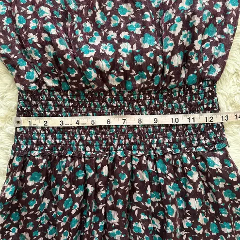 Ramy Brook Dress Penelope Silk Blend Ruffle Mini Long Sleeve Floral Purple S