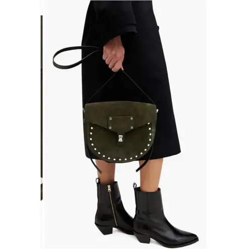 All Saints Miro Suede Saddle Bag Color: Olive Green (New) $329.00 retail