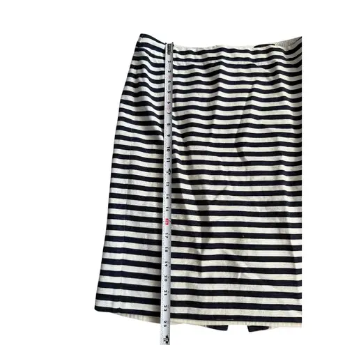 J CREW No. 2 Navy Blue Ivory Striped Pencil Skirt Size 12