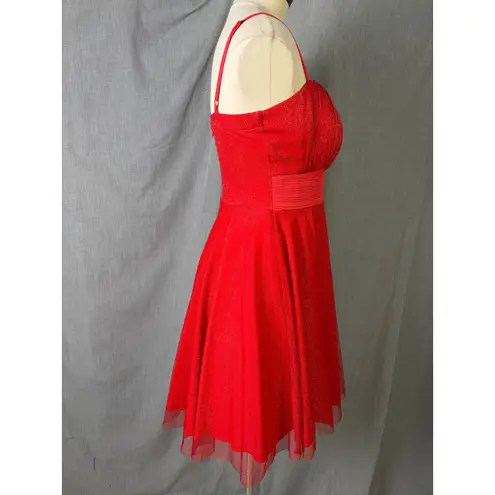 La Scala Red Glitter Sweetheart Fit & Flare Party Dress Women L Holiday Festive Size L