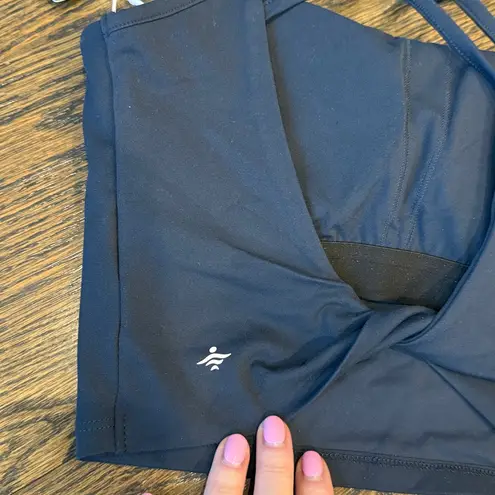 Halara Double Straps Backless Twisted Cropped Tank Top XS Carbon Blue NWT