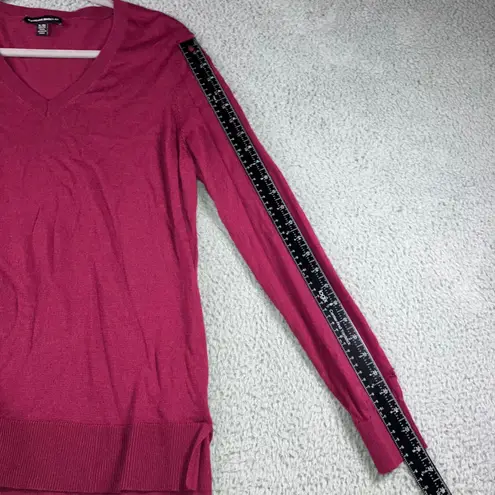 Katherine Barclay Merino Wool Sweater Women XL V Neck Maroon Academia Holes