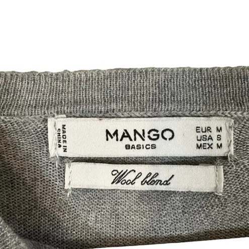 MNG by Mango Gray Beaded Long Sleeve Wool Blend Knit Sweater Women Sz S