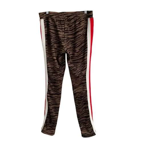 Pam & Gela Women's M H19 tiger cigarette track pant brown striped print joggers