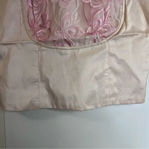 Custom made traditional Lao Thai Cambodian pink silk blouse top Size L