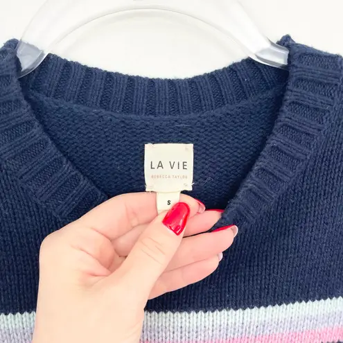 Rebecca Taylor La Vie Navy Multi Stripe Pullover.