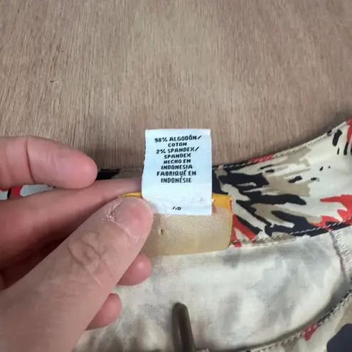 Ruby Rd Women’s Jacket Size 12 Zip Front Abstract Print Cotton Blend White