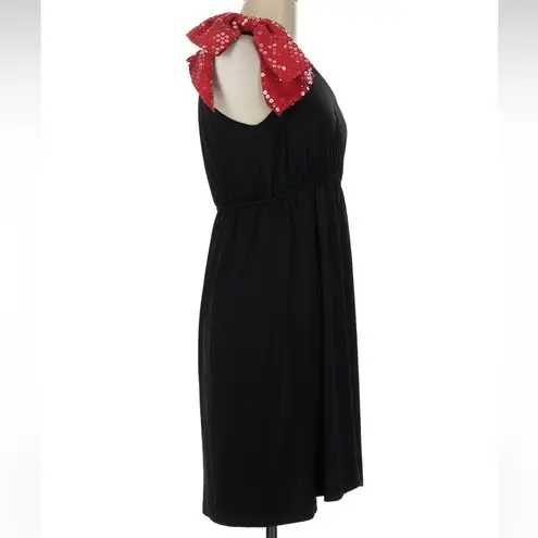 Judith March Vintage Y2K Black and Red One Shoulder Sequin Bow Dress Size Medium