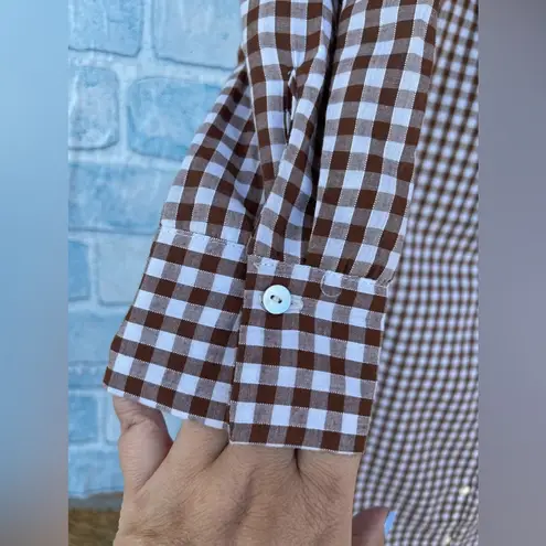 nobody's child gingham dress in brown size 8 White