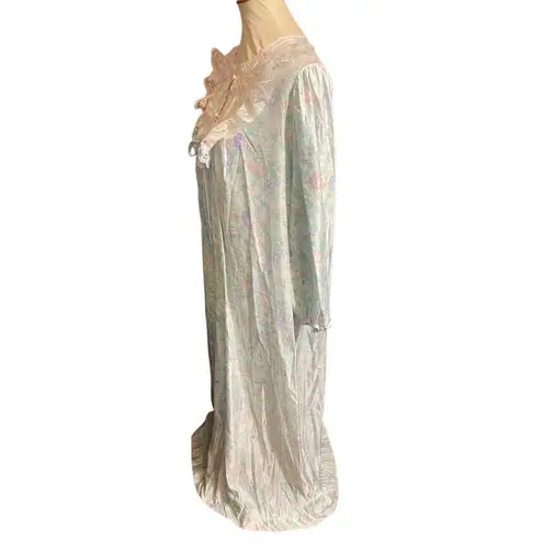 Vintage Pinehurst Lingerie Floral Lace Nightgown Women’s Size Large Romantic Cot Blue