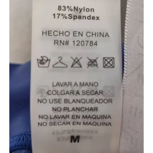 Yelete Blue High Waist Mesh Leggings with Moto Pockets Size Medium